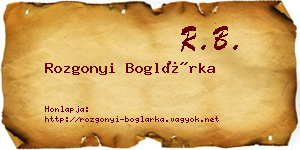 Rozgonyi Boglárka névjegykártya