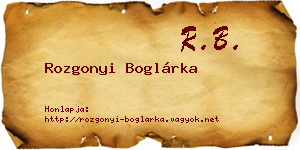 Rozgonyi Boglárka névjegykártya